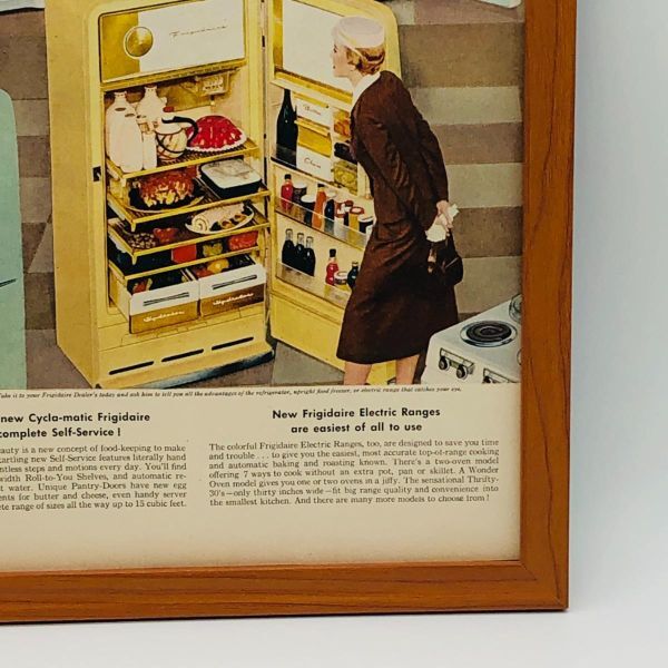 ビンテージ 広告　ポスター フレーム付　当時物　『 フリジデア　冷蔵庫 』 1950's　 輸入雑貨　 ( AZ1673 )