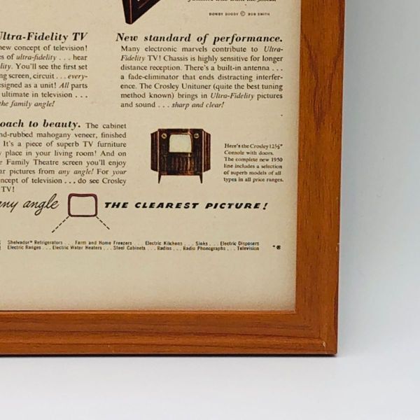 ビンテージ 広告　ポスター フレーム付　当時物　『 クロスリー テレビ 』 1950's　 輸入雑貨　 ( AZ1650 )_画像4