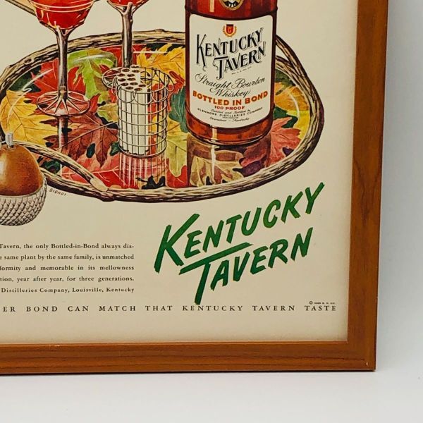 ビンテージ 広告　ポスター フレーム付　当時物　『 ケンタッキータバーン 』 1940's　 輸入雑貨　 ( AZ1591 )