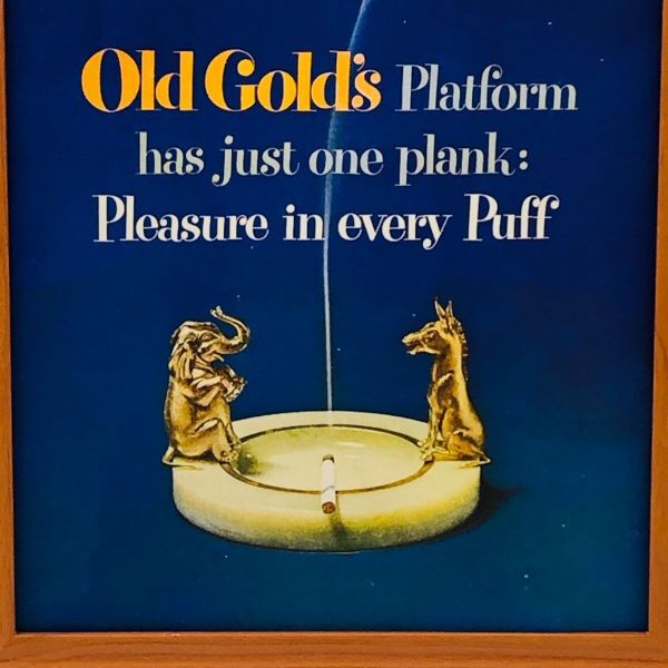 ビンテージ 広告　ポスター フレーム付　当時物　『 オールドゴールド 煙草 』 1940's　 輸入雑貨　 ( AZ1566 )