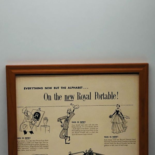ビンテージ 広告　ポスター フレーム付　当時物　『 ロイヤル　タイプライター 』 1940's　 輸入雑貨　 ( AZ1560 )_画像3