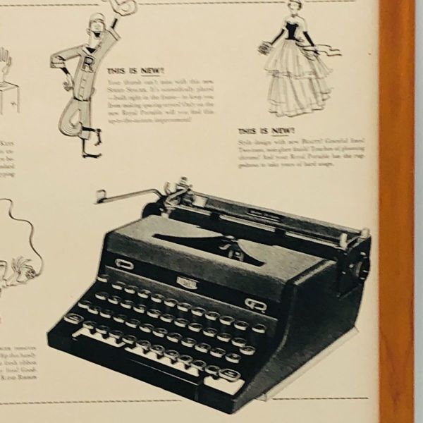 ビンテージ 広告　ポスター フレーム付　当時物　『 ロイヤル　タイプライター 』 1940's　 輸入雑貨　 ( AZ1560 )_画像2