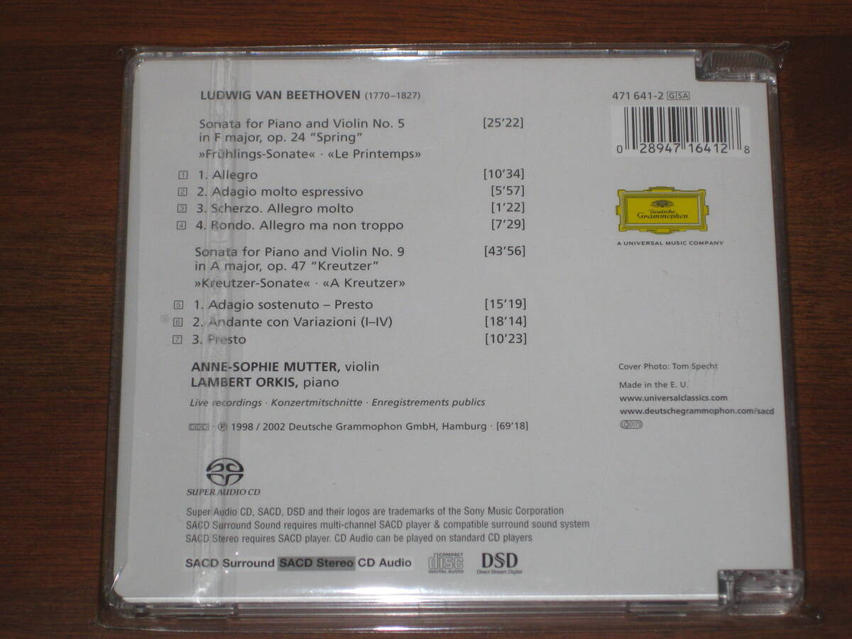 ANNE-SPOPHIE MUTTER ムター & ORKIS オーキス/ BEETHOVEN： SPRING & KREUTZER SONATAS 2002年発売 DG社 Hybrid SACD 輸入盤の画像2
