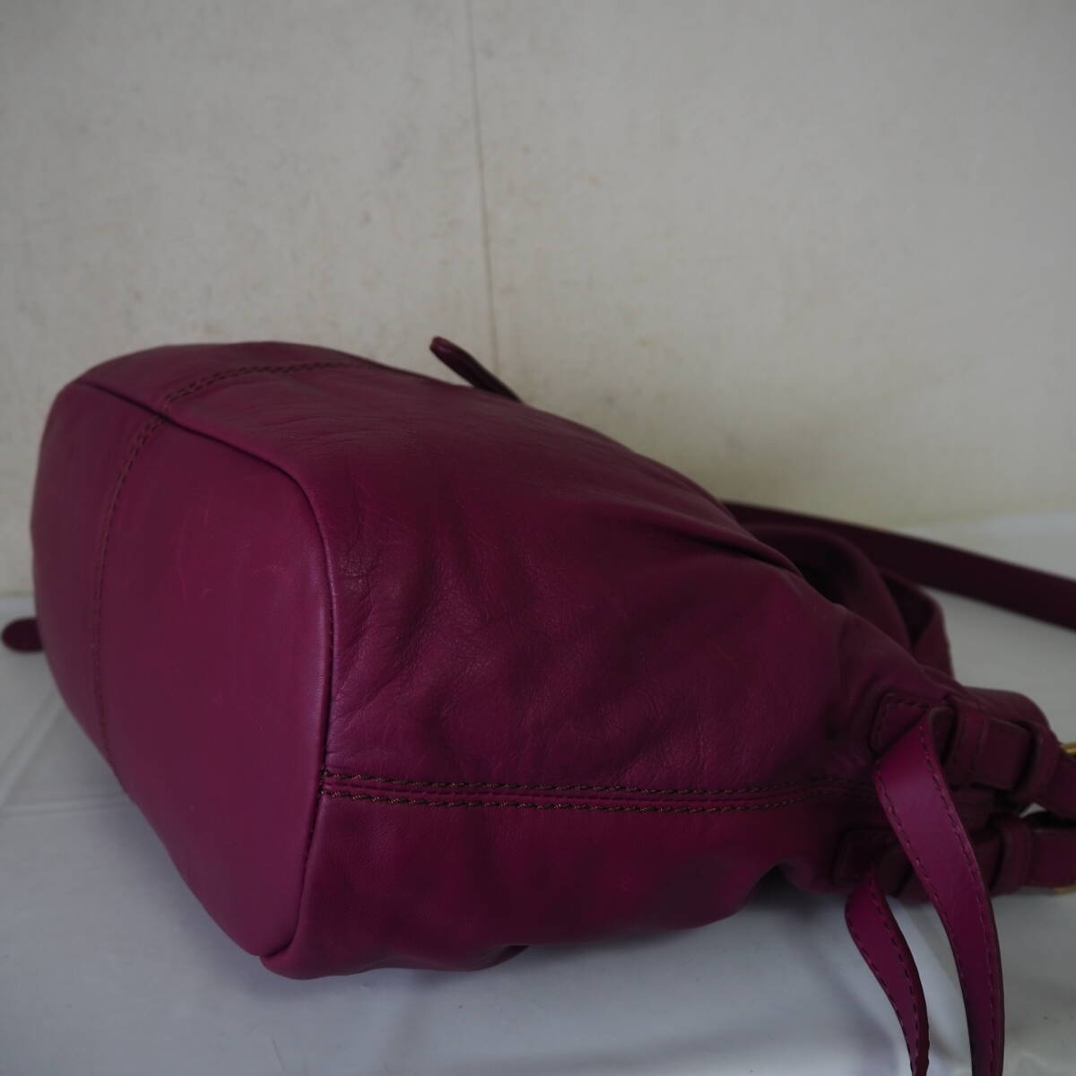 *LANCEL/ Lancel *2way* oil leather * tote bag * tote bag * bag *A4* purple *