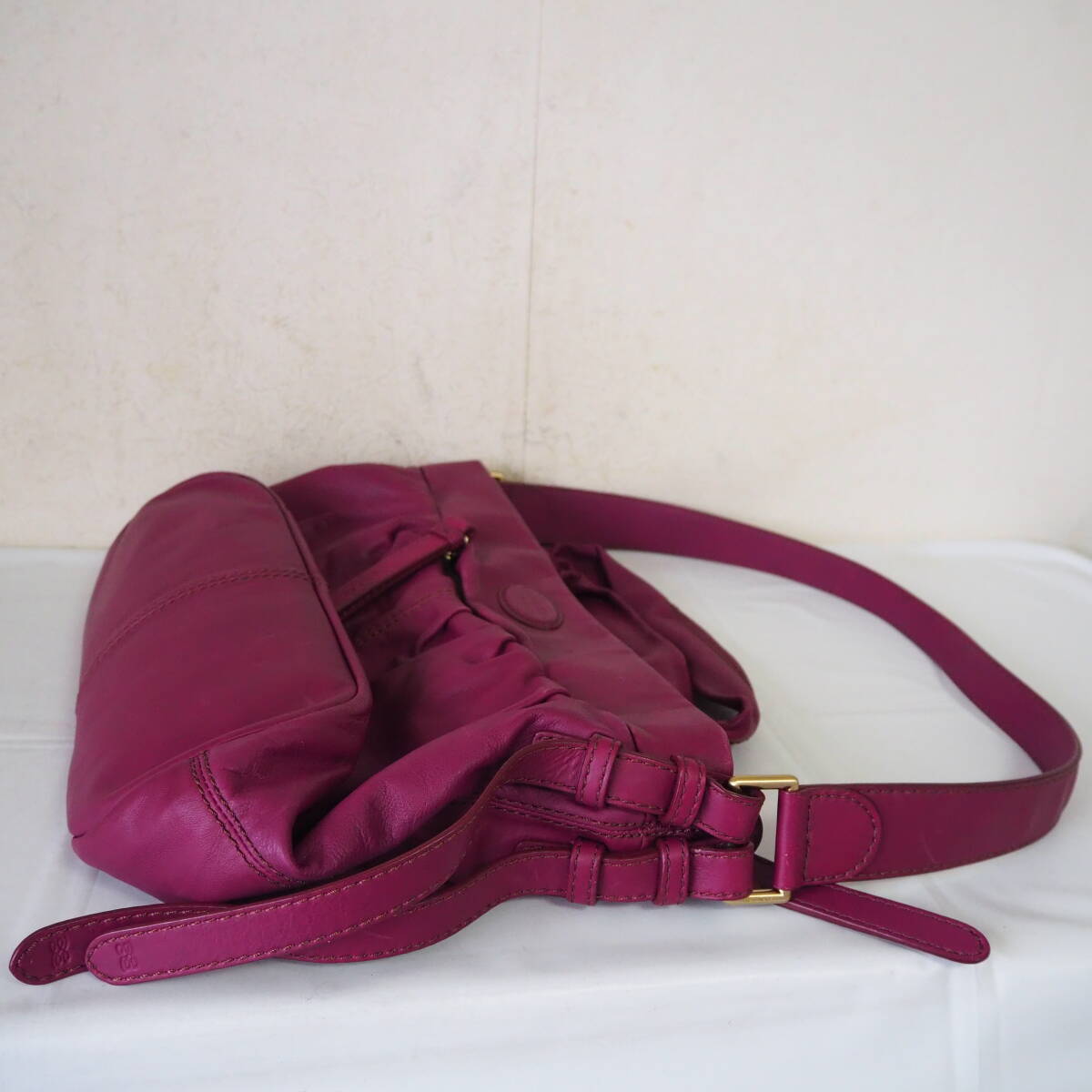 *LANCEL/ Lancel *2way* oil leather * tote bag * tote bag * bag *A4* purple *