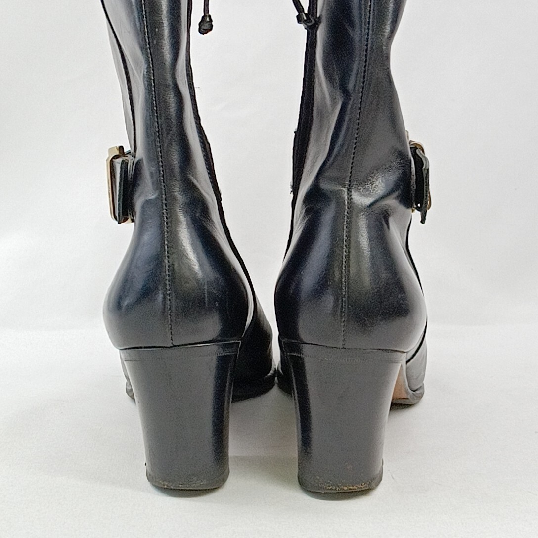 D #【商品ランク:B】 サルヴァトーレフェラガモ Salvatore Ferragamo レザー ラウンドトゥ ハーフ ブーツ レディース シューズ 婦人靴の画像7