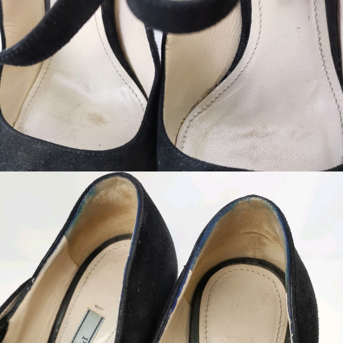 B #【商品ランク:B】 プラダ PRADA ロゴメタル スウェード ラウンドトゥ パンプス ピンヒール size36 レディース シューズ 婦人靴の画像10