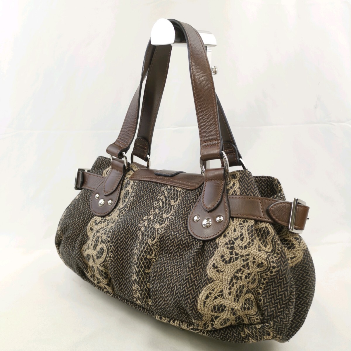 A ×[ commodity rank :B] Long Champ LONGCHAMP total pattern one part leather Logo type pushed . handbag handbag tote bag woman bag Brown tea color series 