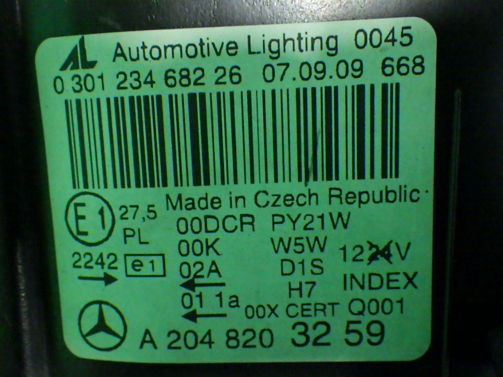 ベンツC200[W204前期]ヘッドライト(HID右ライト)ヘッドランプ バラスト付 キセノン A2048203259の画像6