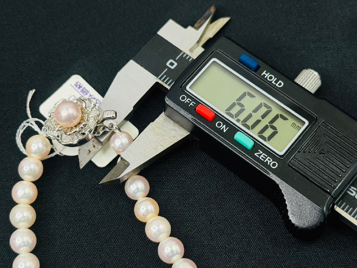 1円スタート シルバー パール ネックレス 本真珠 約6.0mm～7.8mm 長さ 約19cm 重量 約27.6g アクセサリー SVの画像7