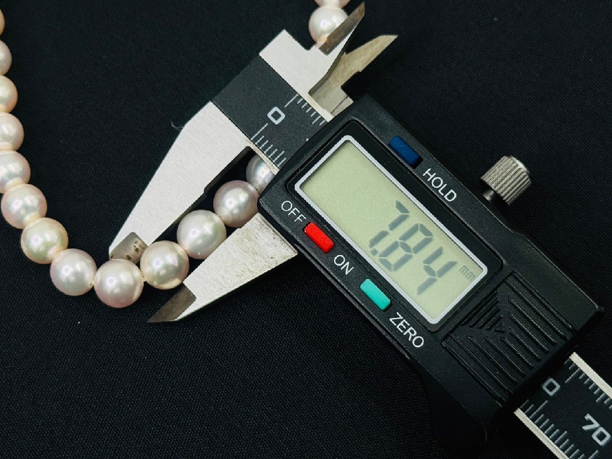 1円スタート シルバー パール ネックレス 本真珠 約6.0mm～7.8mm 長さ 約19cm 重量 約27.6g アクセサリー SVの画像6