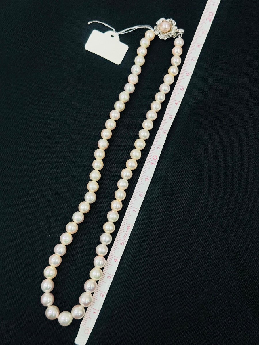 1円スタート シルバー パール ネックレス 本真珠 約6.0mm～7.8mm 長さ 約19cm 重量 約27.6g アクセサリー SVの画像8