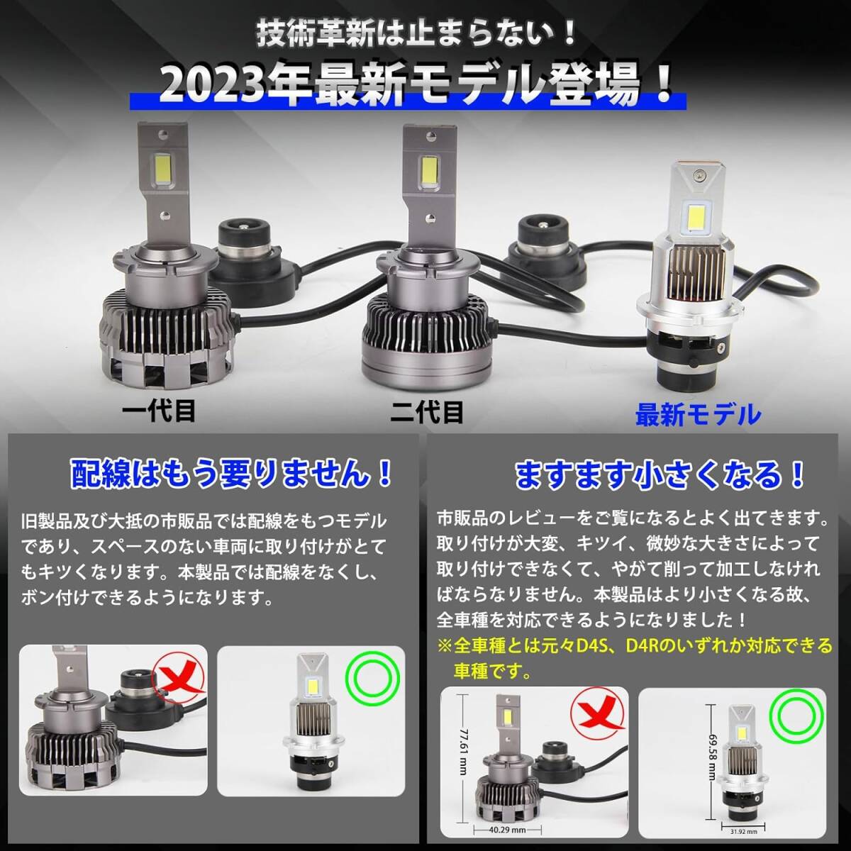 1円から 送料無料！D2S/D2R/D4R/D4S LED バルブ ヘッドライト 純正 LED化 ポン付け 爆光 LED 配線レス 10000lm DC12V 6500K ファン付き 