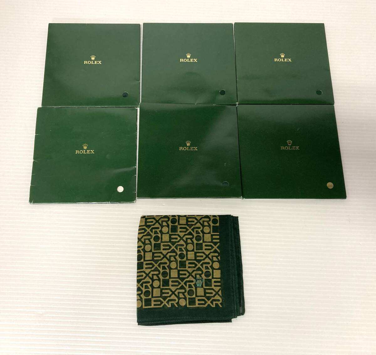 ** unused original ROLEX Rolex handkerchie together 6 point set box attaching green total Logo men's lady's **