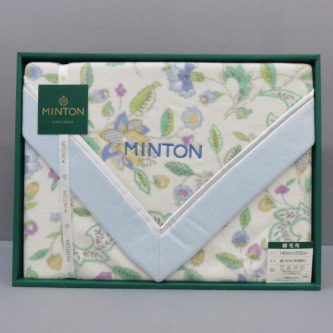 T231★MINTON ミントン ハドンホール 綿毛布 140x200cm 綿100％ 未使用 4/8★Aの画像1