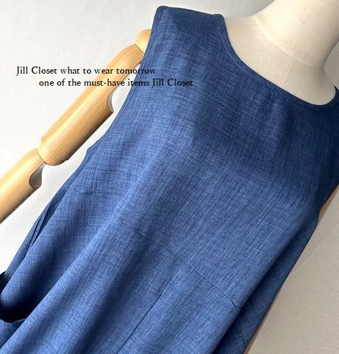  новый товар [ стоимость доставки 185 иен ] модный tuck design* Layered оптимальный! с карманом * безрукавка * тянуть over * туника * One-piece 3807.BLUE