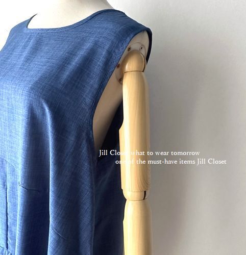  новый товар [ стоимость доставки 185 иен ] модный tuck design* Layered оптимальный! с карманом * безрукавка * тянуть over * туника * One-piece 3807.BLUE
