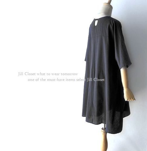  new goods [ postage 185 jpy ]RELAXY race design* style cover * natural pull over * tunic * One-piece 3806.BLACK
