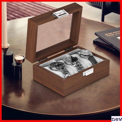 Baskiss 3ps.@ clock display high class watch box case ko wristwatch storage box wooden clock case 317