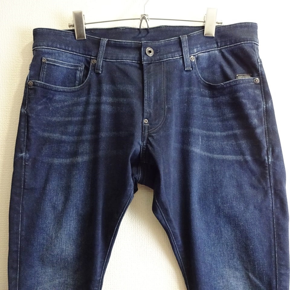 即決★ 送料無★ G-STAR RAW　REVEND　W88cm　強ストレッチ　スーパースリムデニム　濃紺　Sz.34　H176_画像3