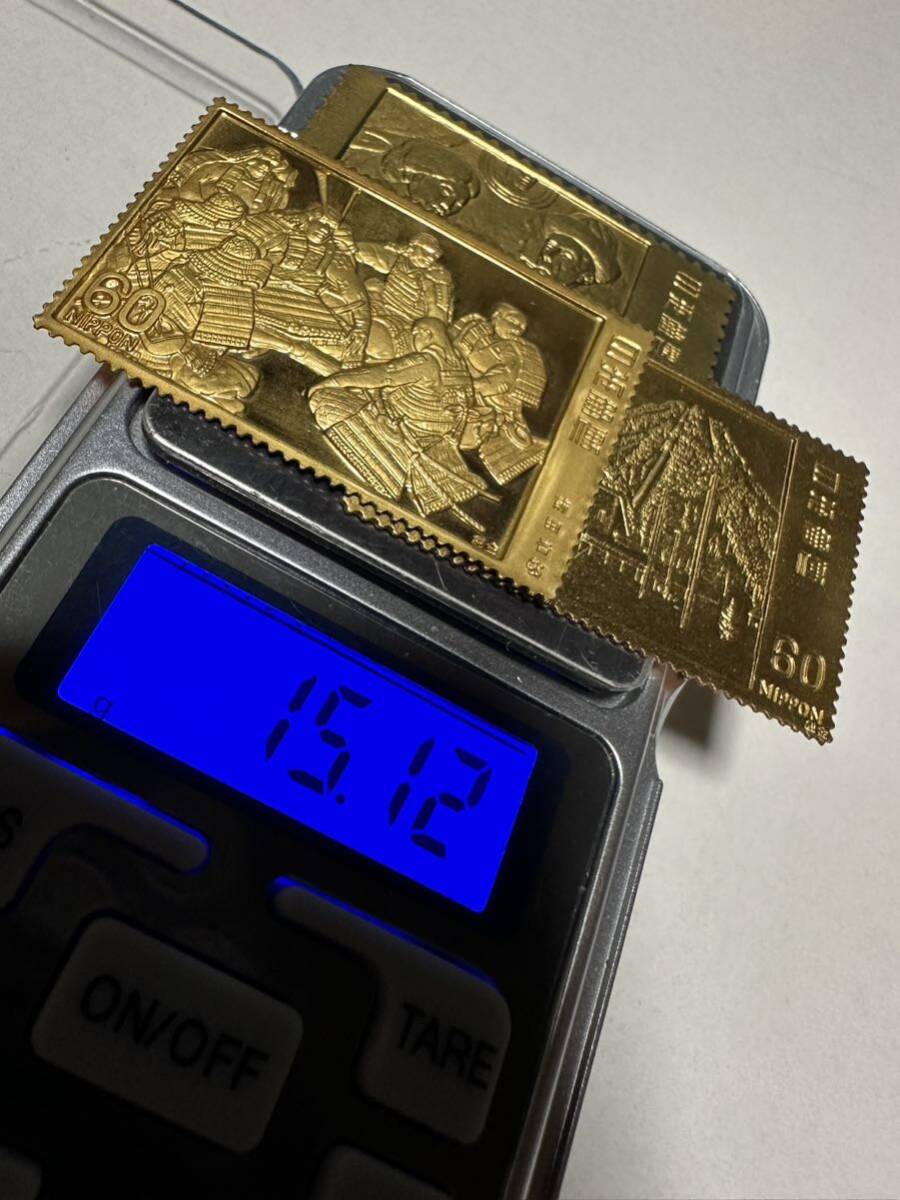 希少　純度保証　松本徽章工業　日本製　純金　金属工芸品　大型プレート　3枚まとめて　15.12g_画像1