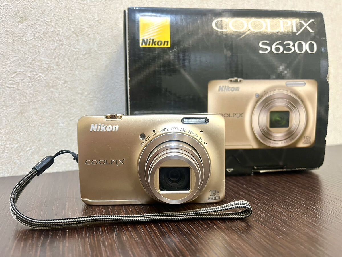 1円〜！Nikon COOLPIX ニコン コンパクトデジタルカメラ クールピクス S6300 ゴールド 通電及び動作確認済み 付属品付き 箱付きの画像1