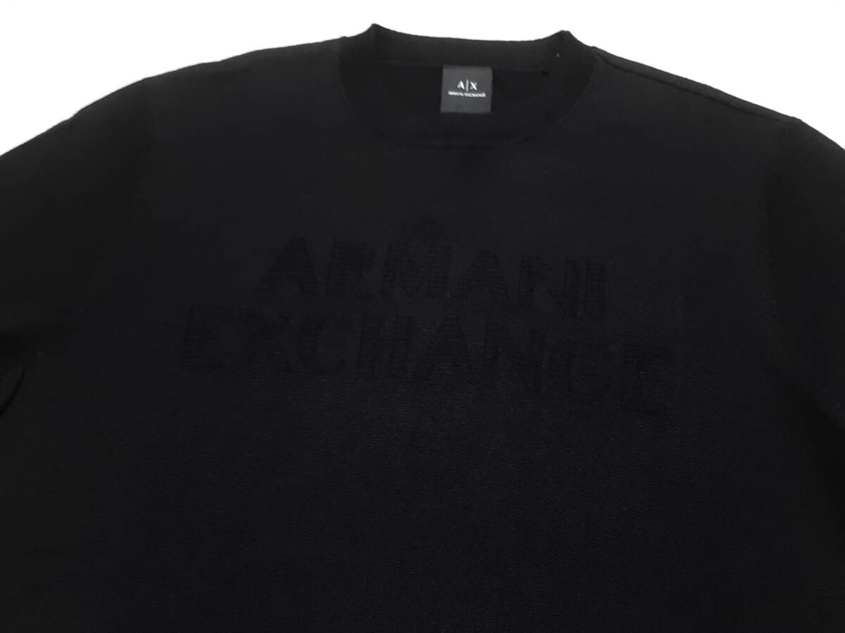 [新品] ARMANI EXCHANGE　ジャガードロゴ入り【メンズ・薄手ハイゲージニット】◆2023-24年秋冬モデル　サイズ：XL(52相当)　◆色：黒_画像3