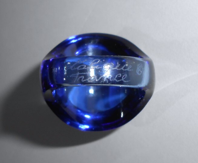 LALIQUE ラリック ガラス製 カボションリング ブルー サイズ約15号 指輪 青 美品の画像5