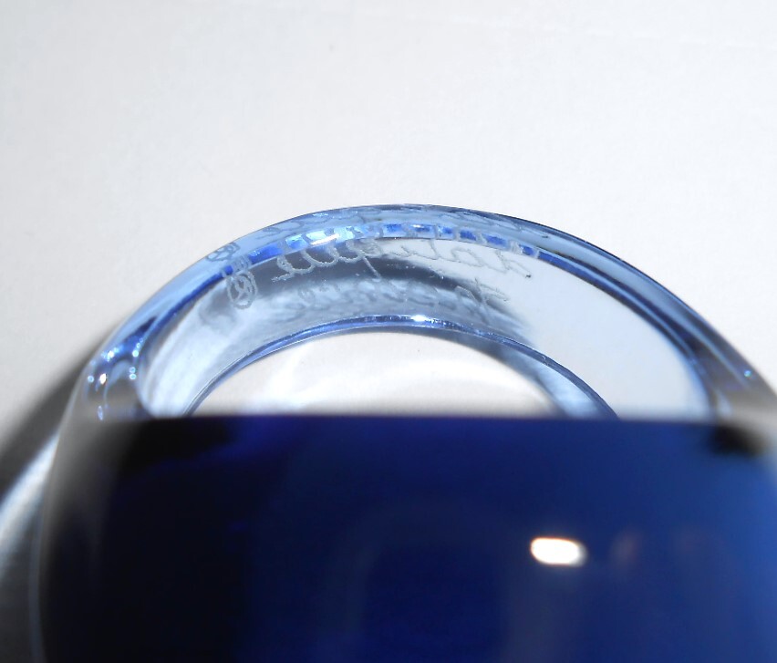LALIQUE ラリック ガラス製 カボションリング ブルー サイズ約15号 指輪 青 美品の画像6