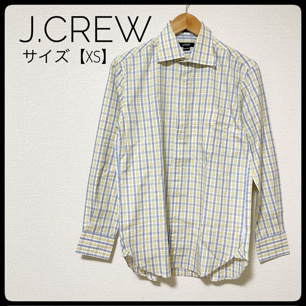 J.CREW　長袖　ワイシャツ　チェック　黄色　ワークシャツ　ドレスシャツ　XS ジェークルー　ジェイクルー　メンズ　カジュアル