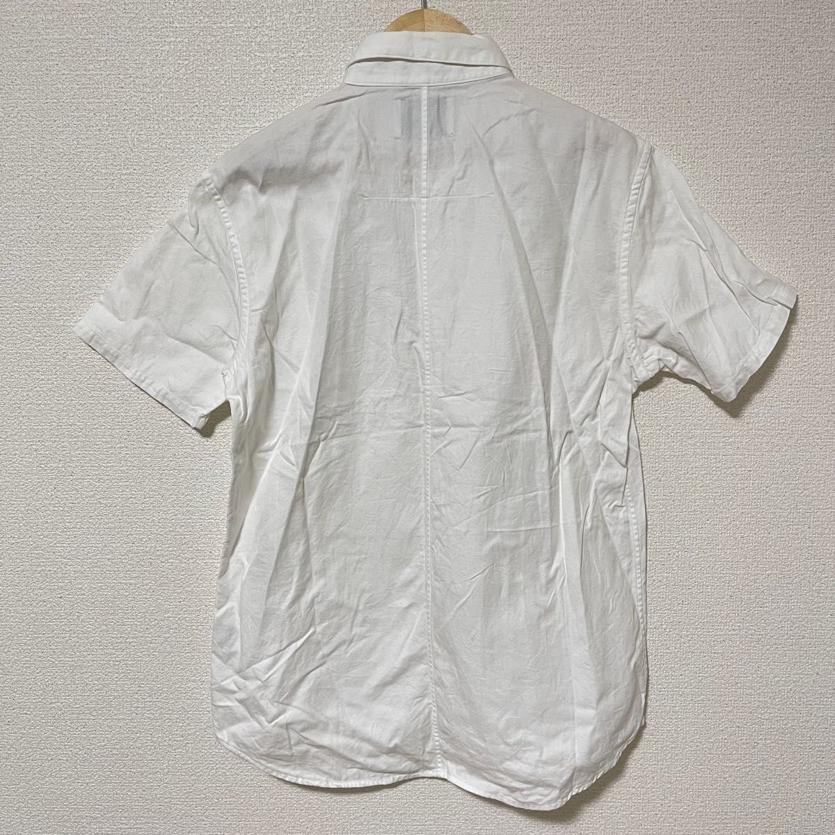 STUDIOUS  ボタンダウンシャツ 白　シャツ　ワイシャツ 半袖シャツ M ステュディオス　ホワイト　日本製　コットン　メンズ