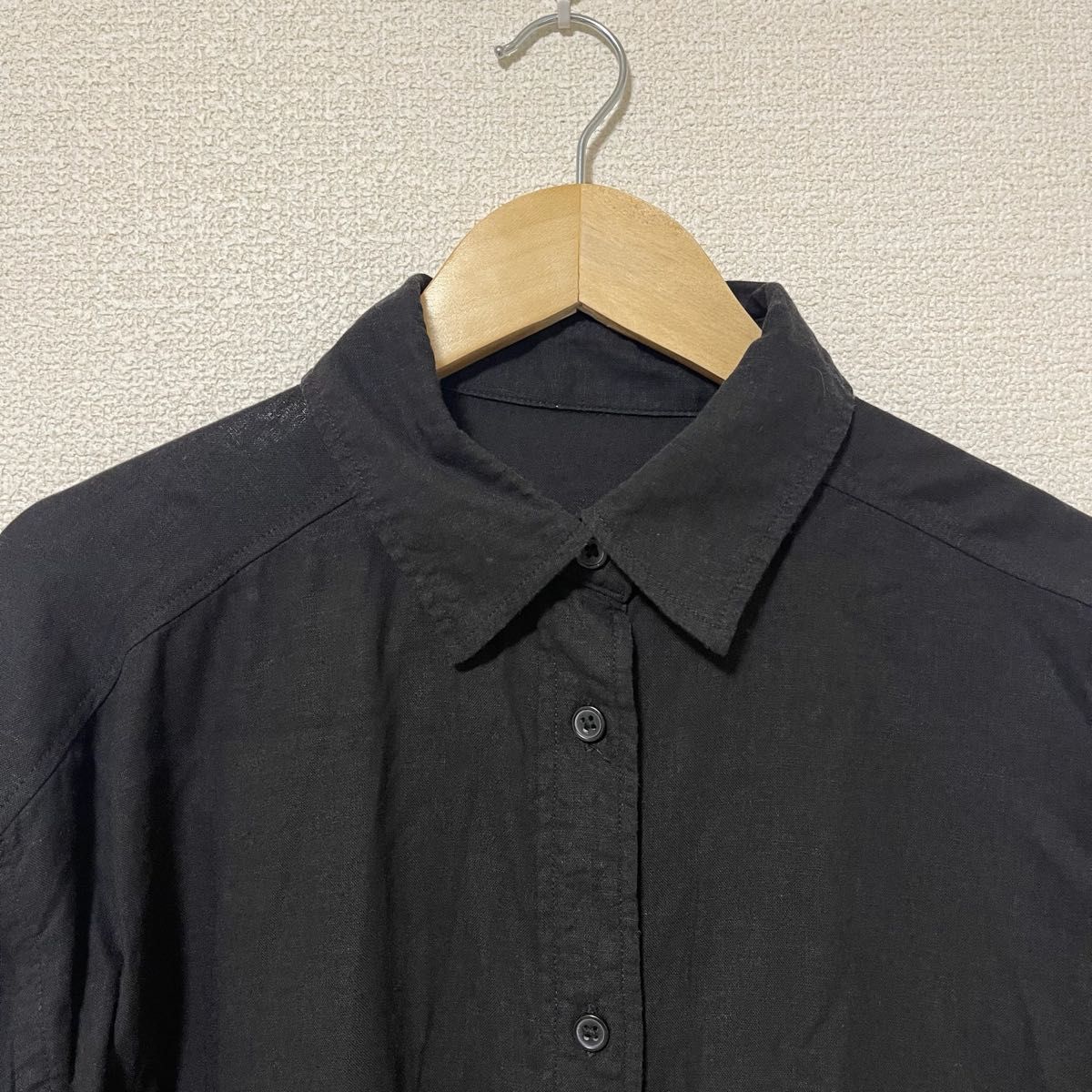 GUリネンブレンドオーバーサイズシャツ(長袖) ジーユー　トップス　インナー　羽織り　S 長袖シャツ　ブラウス　フロントボタン　