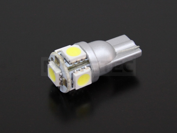 T10 LED ウェッジ バルブ 4個セット 12V ホワイト 3chip 5050SMD ×5連 ショート設計 ポジション ナンバー灯 白 / 46-56×4 NG*