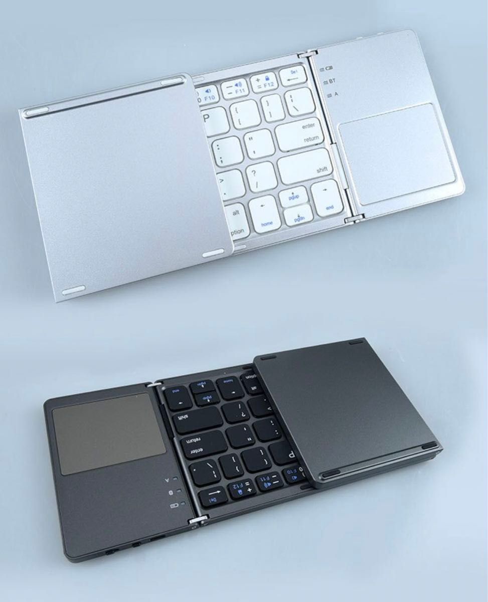 ワイヤレスキーボード 折りたたみ式USB 充電画面ロック機能 タブレットキーボード ブルートゥース Bluetooth ブラック