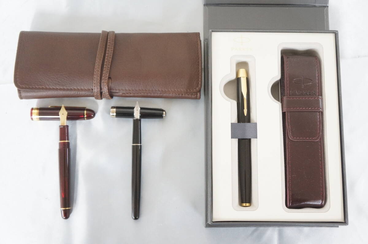 PARKER パーカー ペン先18K-750 PLATINUM プラチナ ＃3776 ペン先14K 万年筆 他 未使用含む 3本セット 筆記用具 5904096021_画像1