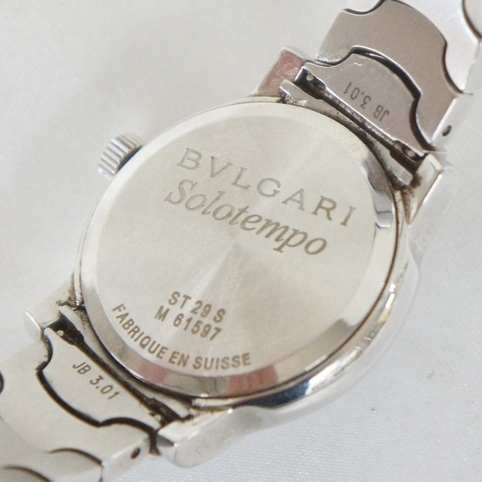 電池交換済 稼働品 BVLGARI ブルガリ Solotempo ソロテンポ ST29S デイト レディース クォーツ 腕時計 5904236021