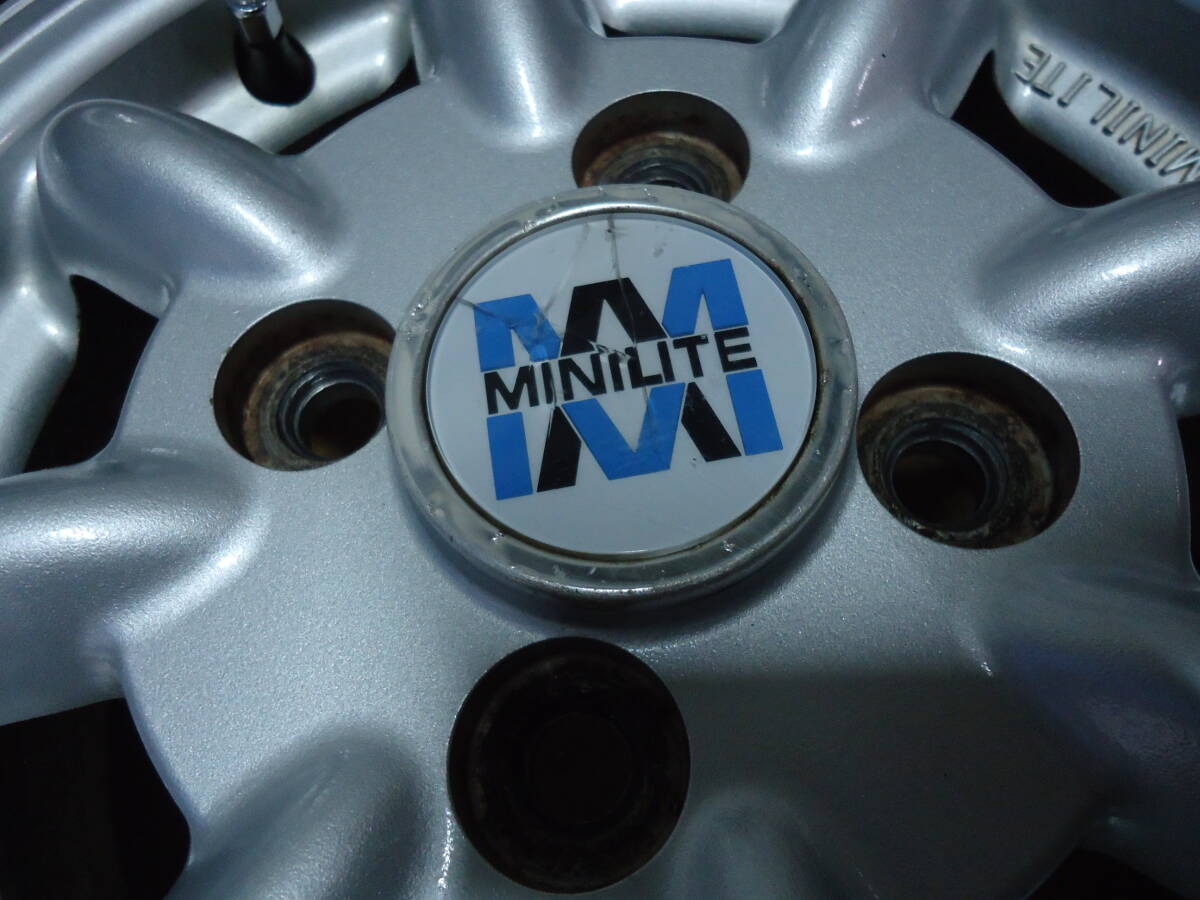軽 ミニライト MINILITE アルミホイール タイヤ付き 155/70R12 ４本セット PCD100 ４穴 4.00B +45 ヨコハマ 軽自動車 ヴィヴィオ KK3の画像6