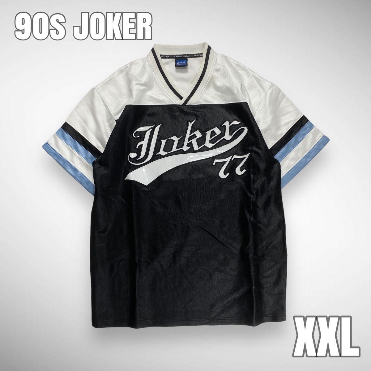 90s JOKER brand ジョーカー ブランド ゲームシャツ ブラック×ホワイト XXL ストリート B系