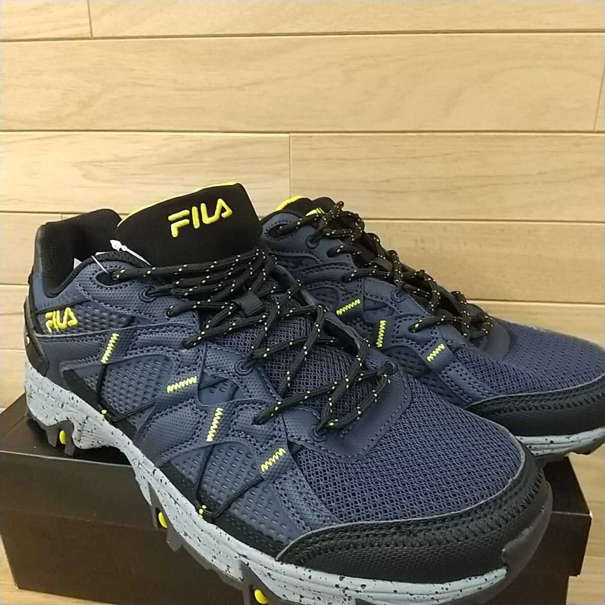 27cm 新品正規品 FILA matronic trail shoes フィラ トレイル メンズ トレッキングシューズ マウンテン ネイビー/ブラック アウトドア_画像5