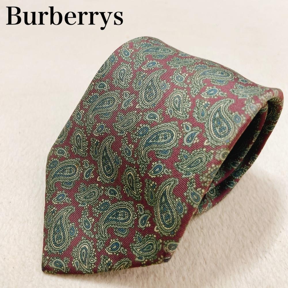 Burberrys バーバリー ネクタイ シルク100% ペイズリー柄 メンズ オフィス ビジネス 高級感 ブランド クラシック ワンポイントロゴ L01_画像1