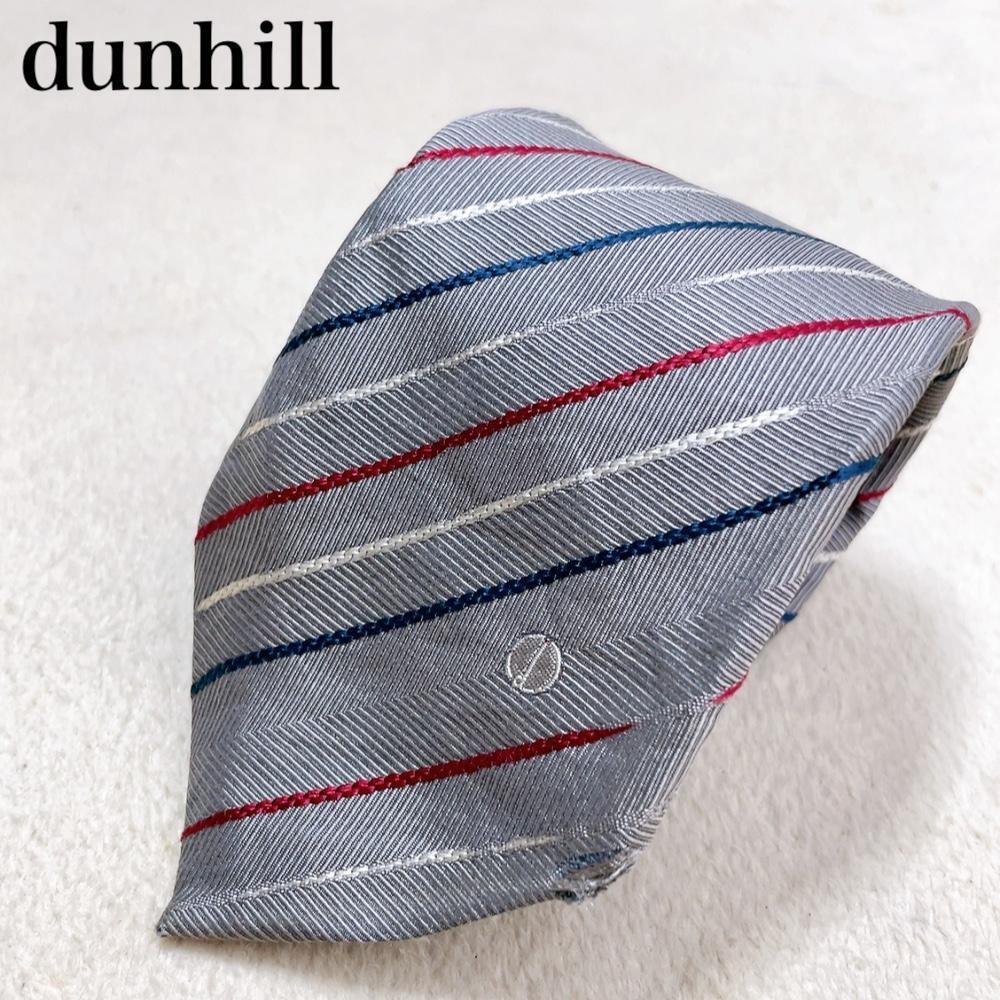 dunhill ダンヒル ネクタイ イタリア製 シルク100％ ロンドン メンズ ゴージャス 高級感 ブランド ワンポイントロゴ LONDON ストライプ L14_画像1