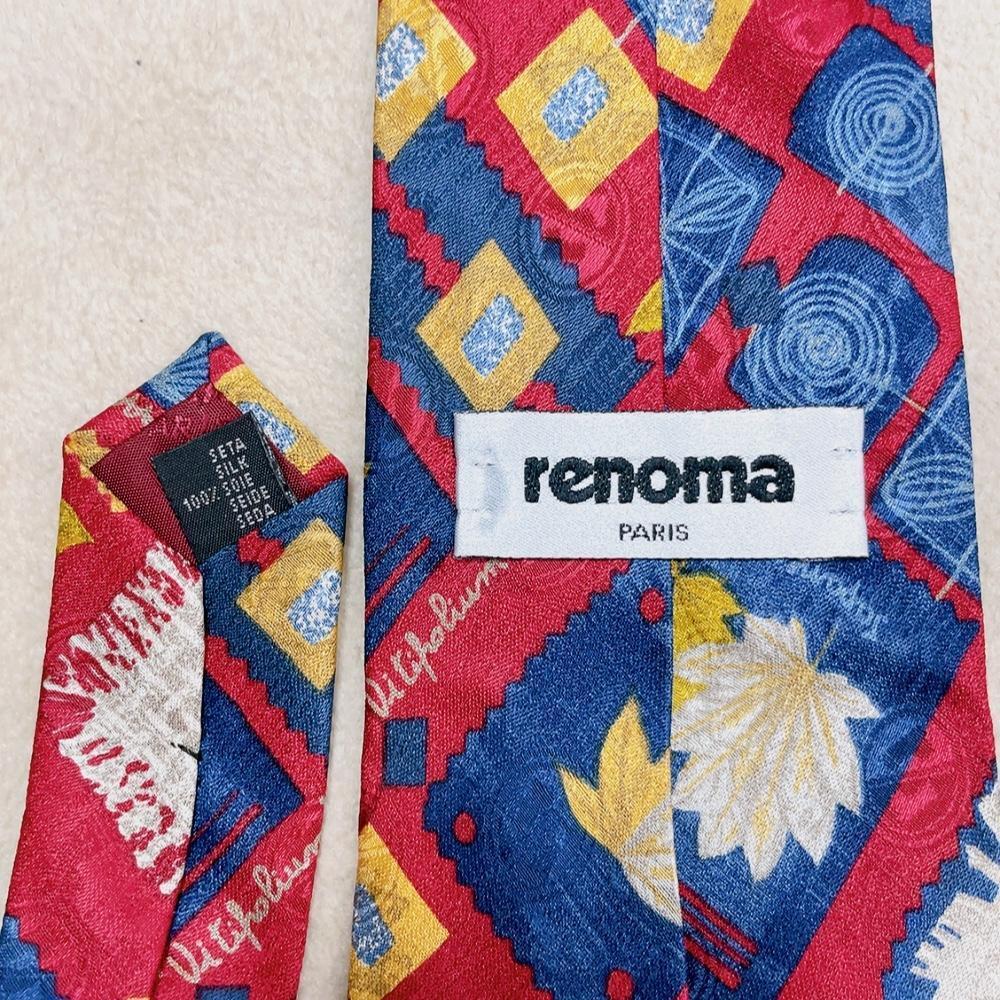 【美品】renoma PARIS レノマ ネクタイ シルク100％ メンズ オフィス ビジネス スーツ 高級感 ブランド ワンポイントロゴ イタリア製 L15_画像7