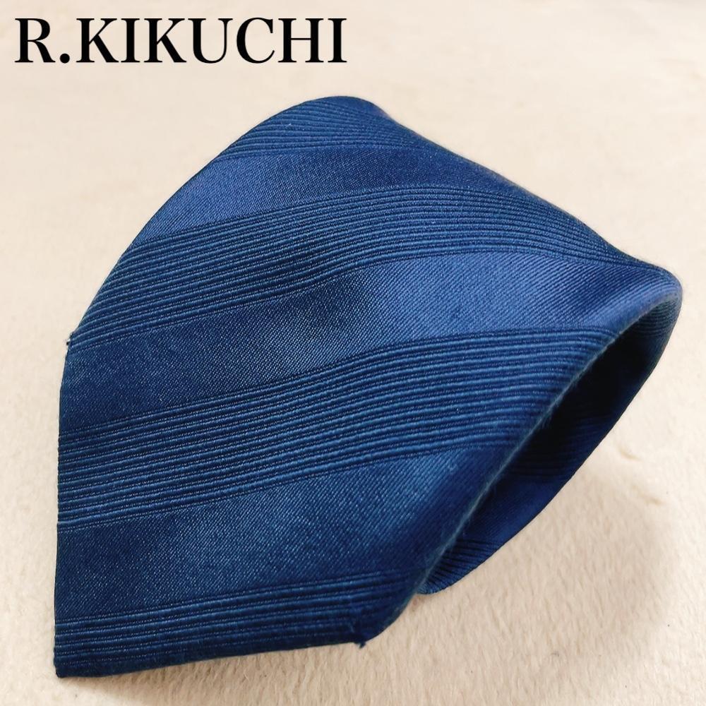 RYOKO KIKUCHI リョウコキクチ ネクタイ シルク100％ メンズ オフィス ビジネス スーツ ストライプ 高級感 ブランド ワンポイントロゴ L55_画像1