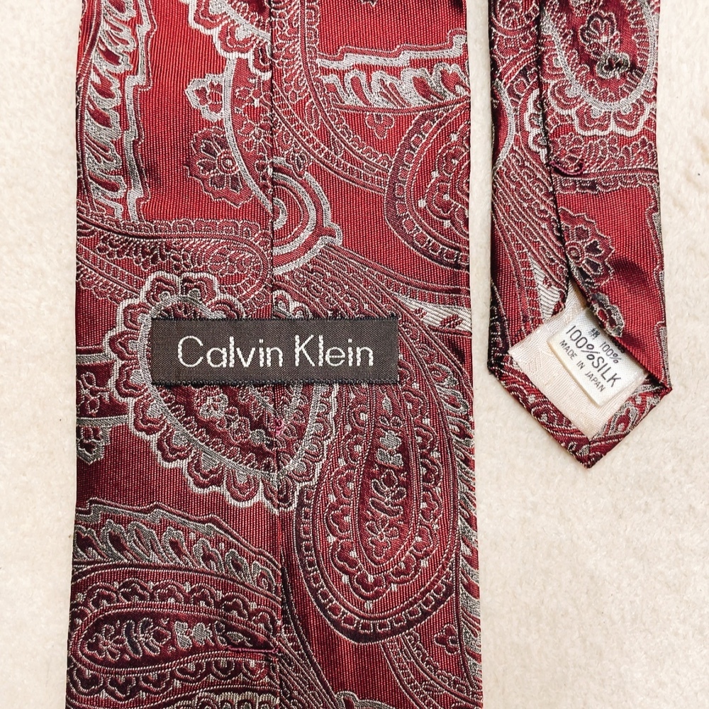 Calvin Klein カルバンクライン ネクタイ ペイズリー 高級感 メンズ ビジネス スーツ ブランド シルク100％ ワンポイントロゴ 日本製 M21_画像10