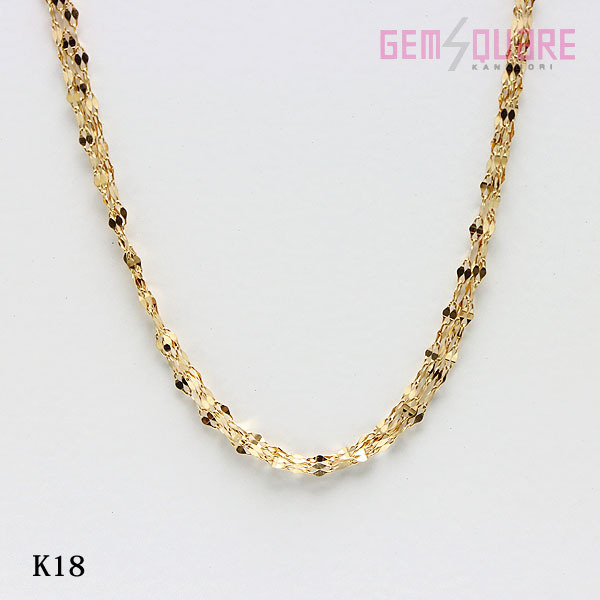 【正規品質保証】 【値下げ交渉可】K18 3連デザインネックレス 美品【質屋出店】 洗浄済み 49cm 1.67g イエローゴールド