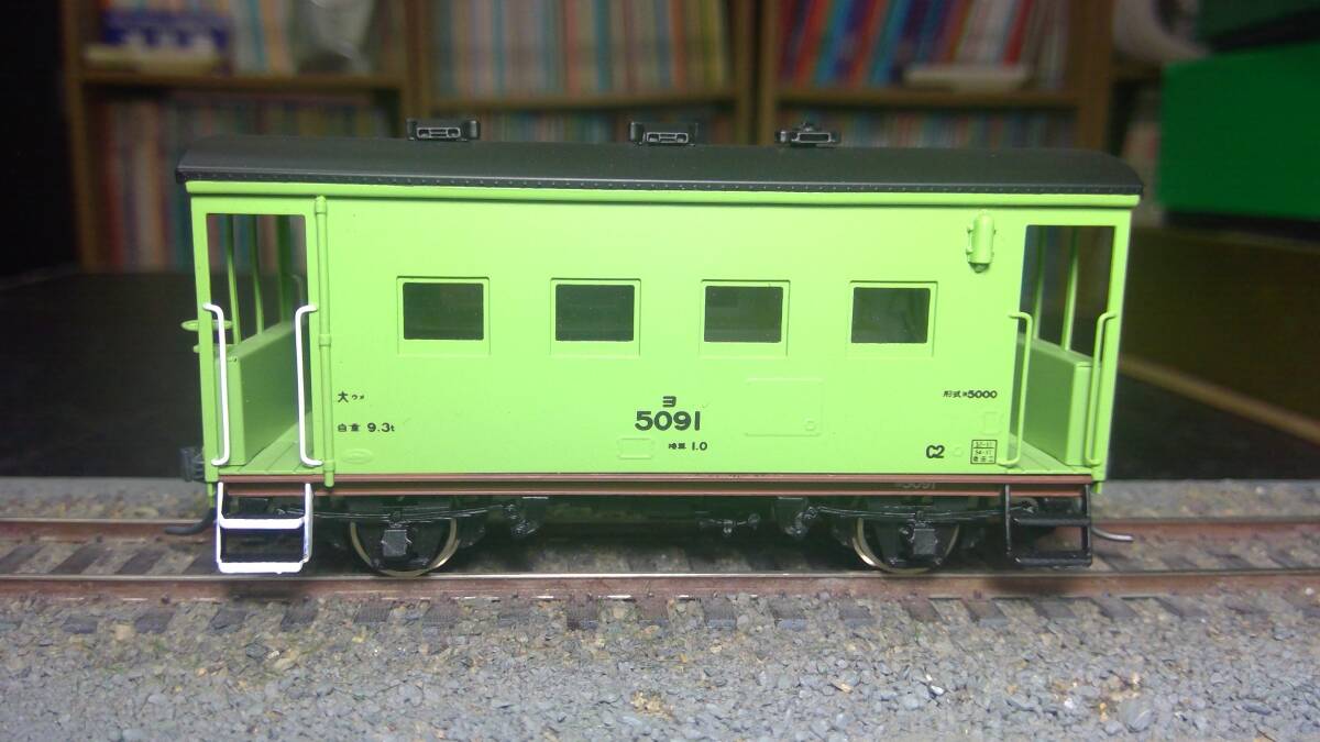 ヨ5000(5091) 黄緑塗装 モア 1/80 16.5ミリ 完成品 HOゲージ ヨ5000(5091) 黄緑塗装 モア 1/80 16.5ミリ 完成品 HOゲージ