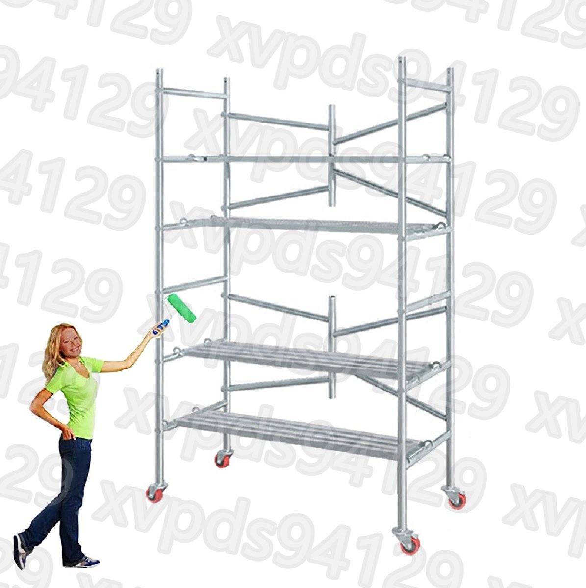  folding scaffold scaffold heights working bench step‐ladder movement type working bench light weight carrying convenience 360° rotation with casters . height 315CM wheel attaching movement type 