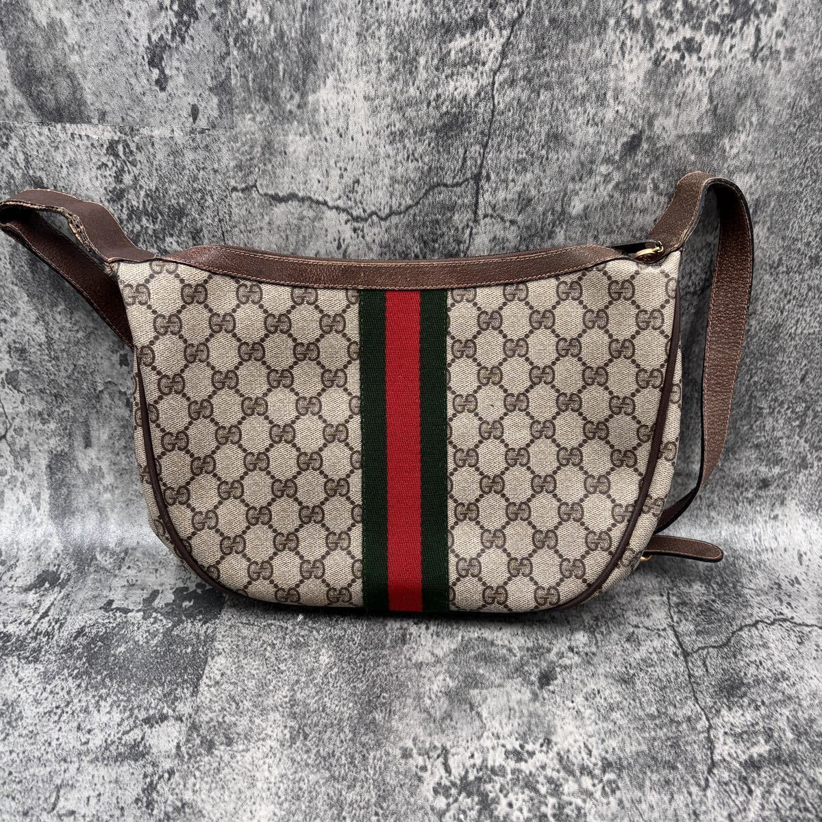 グッチ GUCCI ワンショルダー シェリーライン レザー PVC ショルダーバッグ 肩掛け メンズ レディース_画像2