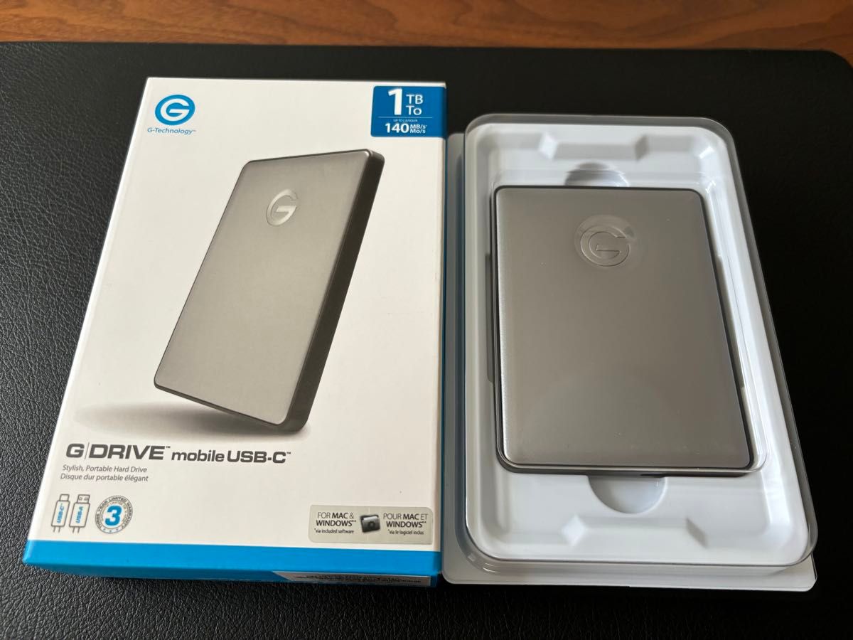 【ぼぼ未使用品】G-Technology G-DRIVE ポータブルHDD 1TB スペースグレイ 0G10265