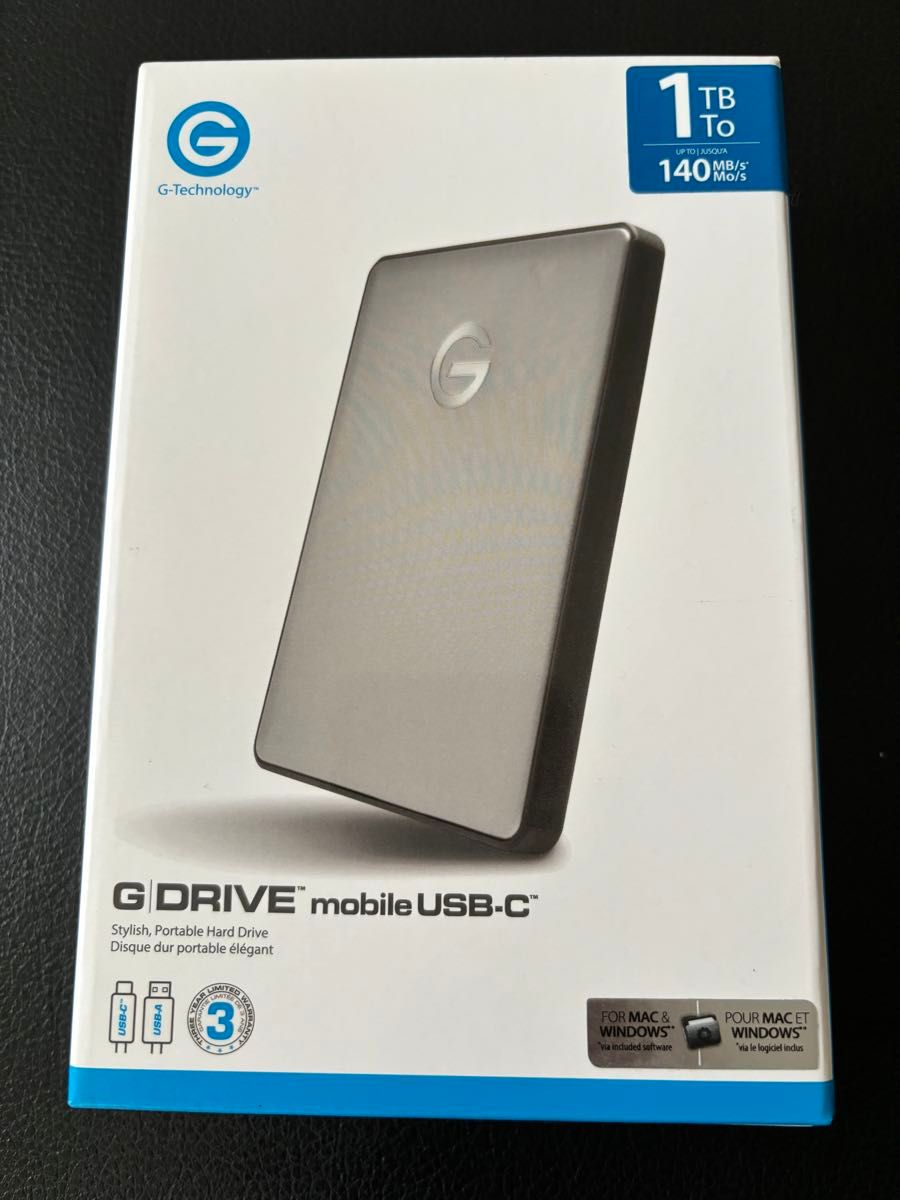 【ぼぼ未使用品】G-Technology G-DRIVE ポータブルHDD 1TB スペースグレイ 0G10265